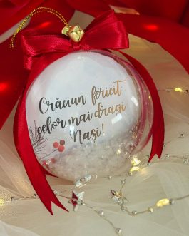 Glob personalizat cu poză și text pentru nași