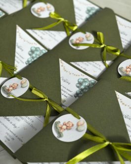Invitație de botez verde olive